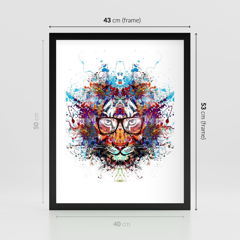 Plakat w ramie 40x50 - Tygrys w graficznej oprawie - tygrys, grafika - rama czarna