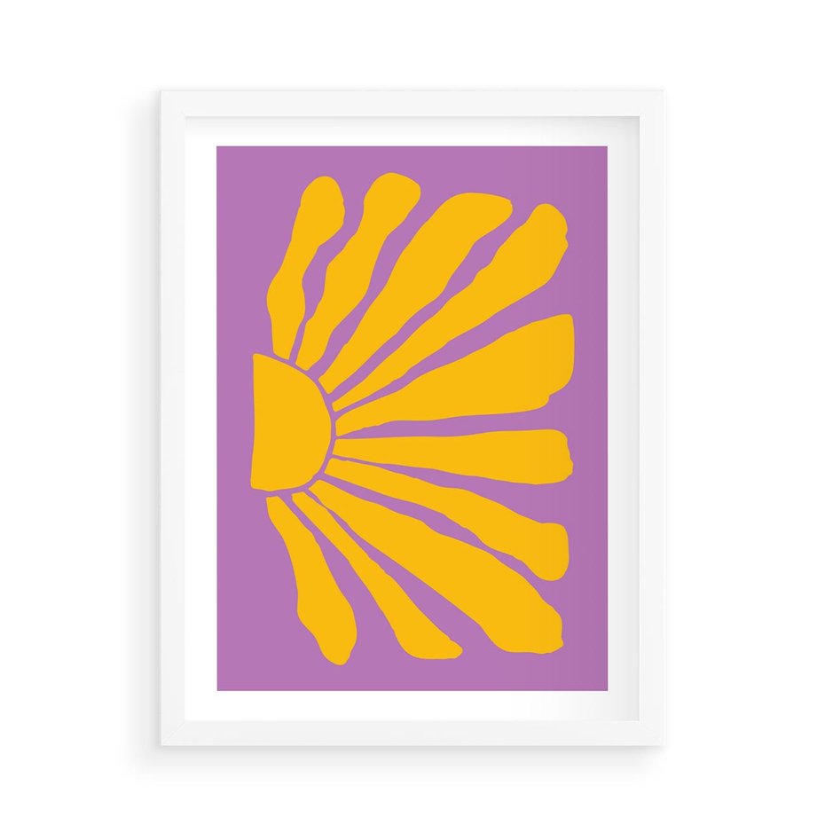 Plakat w ramie 50x70 - Podróżne Kontury - abstrakcyjny plakat, intensywne różowe tło - rama biała