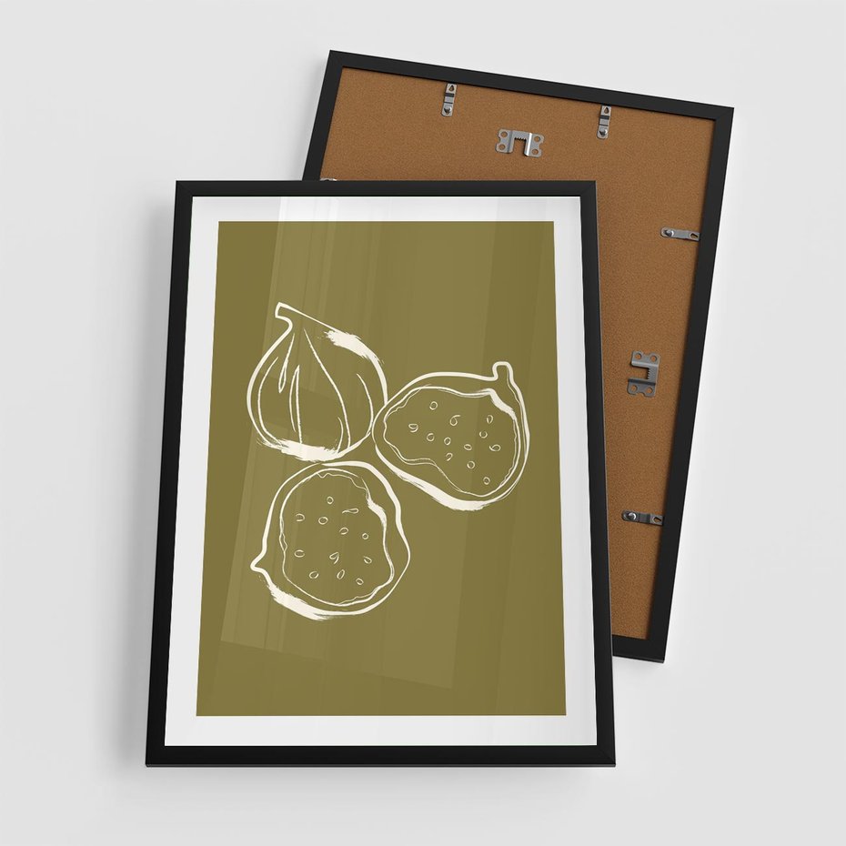Plakat w ramie 50x70 - Podróżne Barwy - figi, minimalistyczny styl - rama czarna