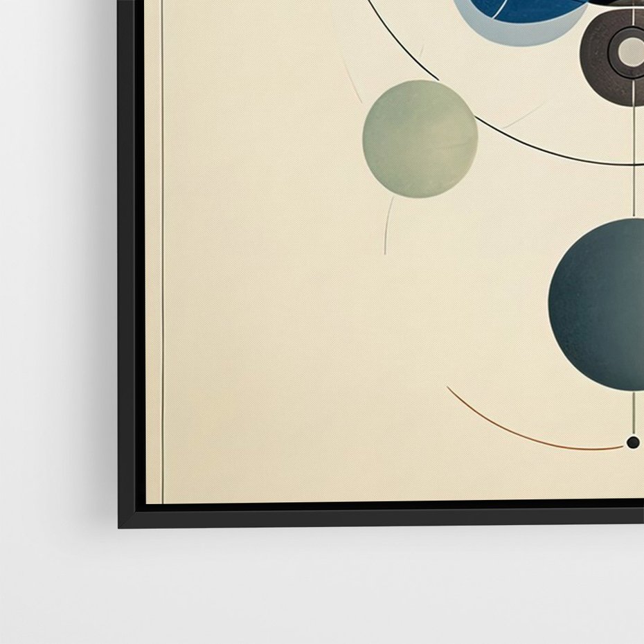 Obraz w ramie 70x100 - Bezgraniczny Taniec Światła - abstrakcyjna geometryczna kompozycja, koła linie - rama czarna