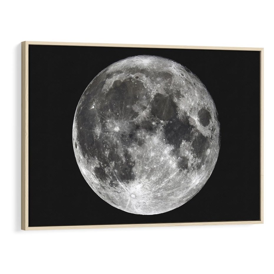 Obraz w ramie 120x80 - Księżycowa Aura - zdjęcie, ogromny księżyc na czarnym tle - rama drewno
