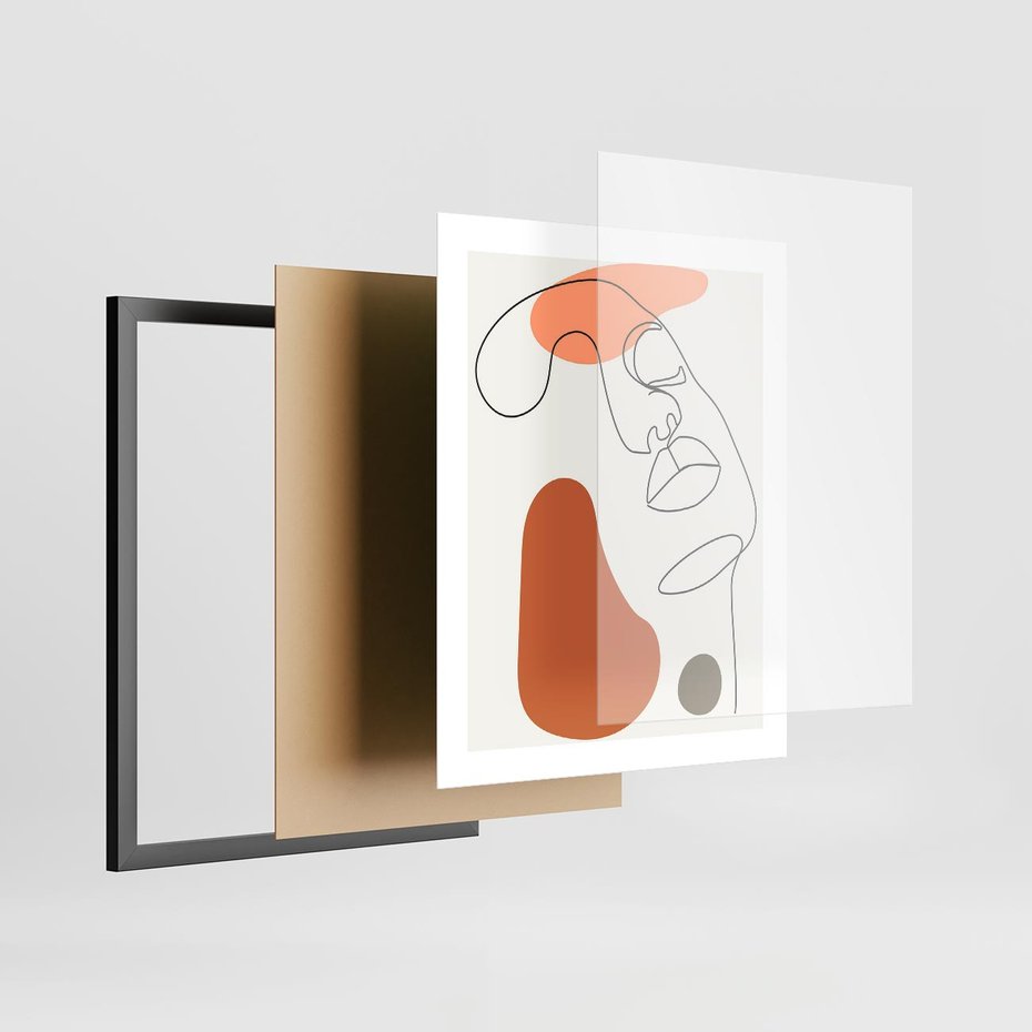 Plakat w ramie 40x50 - Twarz w Geometrycznym Stylu - nowoczesny obraz, grafika - rama czarna