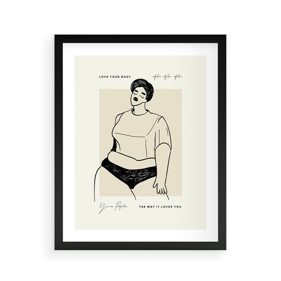 Plakat w ramie 40x50 - Elegancja Kobiecej Formy - nowoczesna sztuka kobieca, plakat - rama czarna