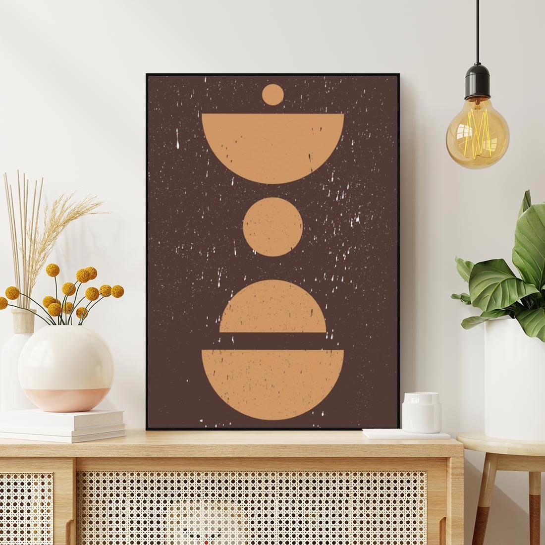 Obraz w ramie 70x100 - Impulsy Przestrzeni - mid century styl, nowoczesna grafika - rama czarna