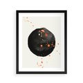 Plakat w ramie 40x50 - Wnętrza Marzeń - abstrakcyjna czarna plama, rozsiane pomarańczowe kropki - rama czarna