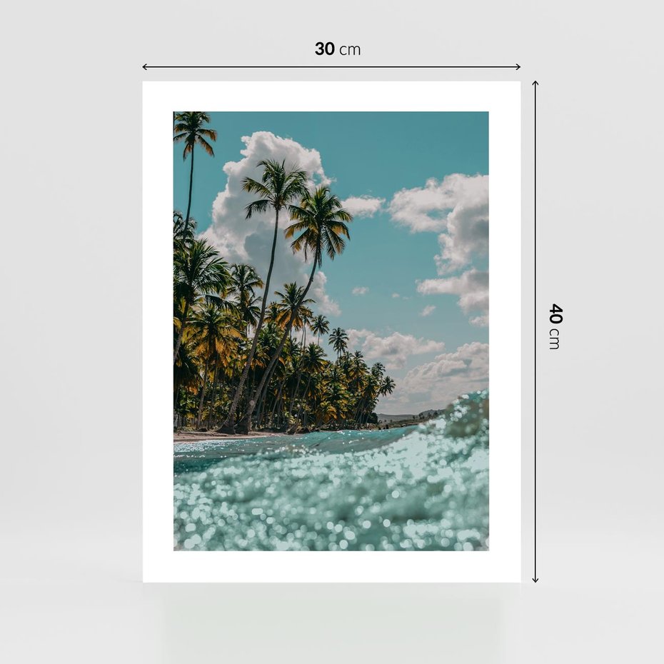 Plakat bez ramy 30x40 - Rajskie Wakacje - plaża, palmy