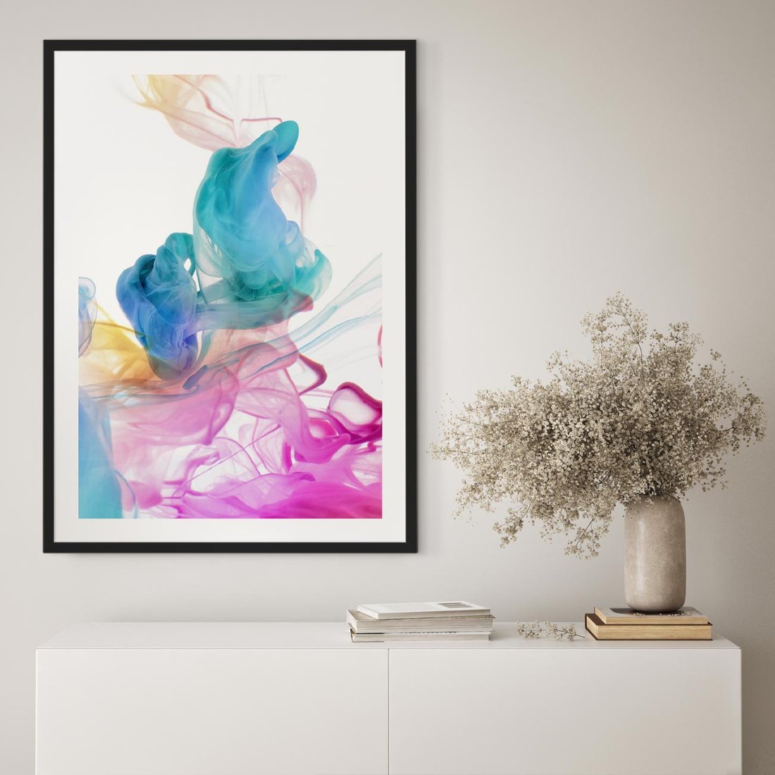 Plakat w ramie 50x70 - Abstrakcyjne Pastelowe Piękno - abstrakcja, pastelowe - rama czarna