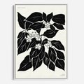 Obraz w ramie 70x100 - Ruchome szkicowe odbicia - czarno biała grafika, roślinność - rama biała