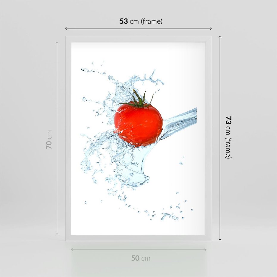 Plakat w ramie 50x70 - Apetyczna KuchniaNowoczesna Ekspresja - pomidor, jedzenie - rama biała