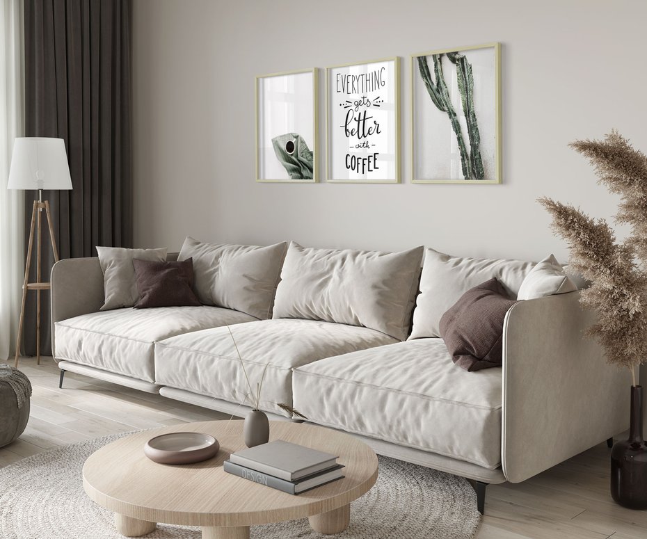 Zestaw obrazy w ramie 40x50 galeria - Kawa, typografia, do, kuchni - rama drewno