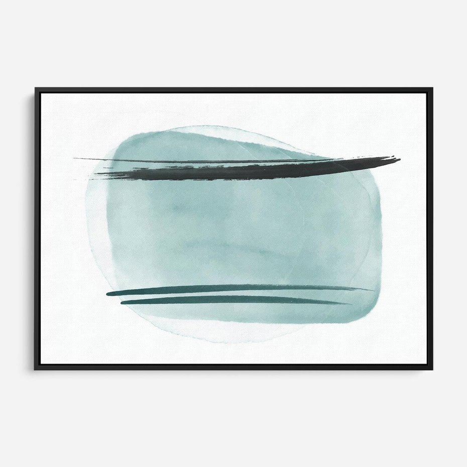 Obraz w ramie 70x50 - Turkusowy Świat - minimlizm, abstrakcja - rama czarna