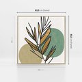 Obraz w ramie 80x80 - Migocące Ścieżki Wizji - abstrakcyjny obraz boho, liście - rama drewno