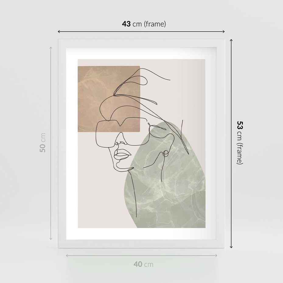 Plakat w ramie 40x50 - Geometria i Szkic - nowoczesny obraz, grafika - rama biała