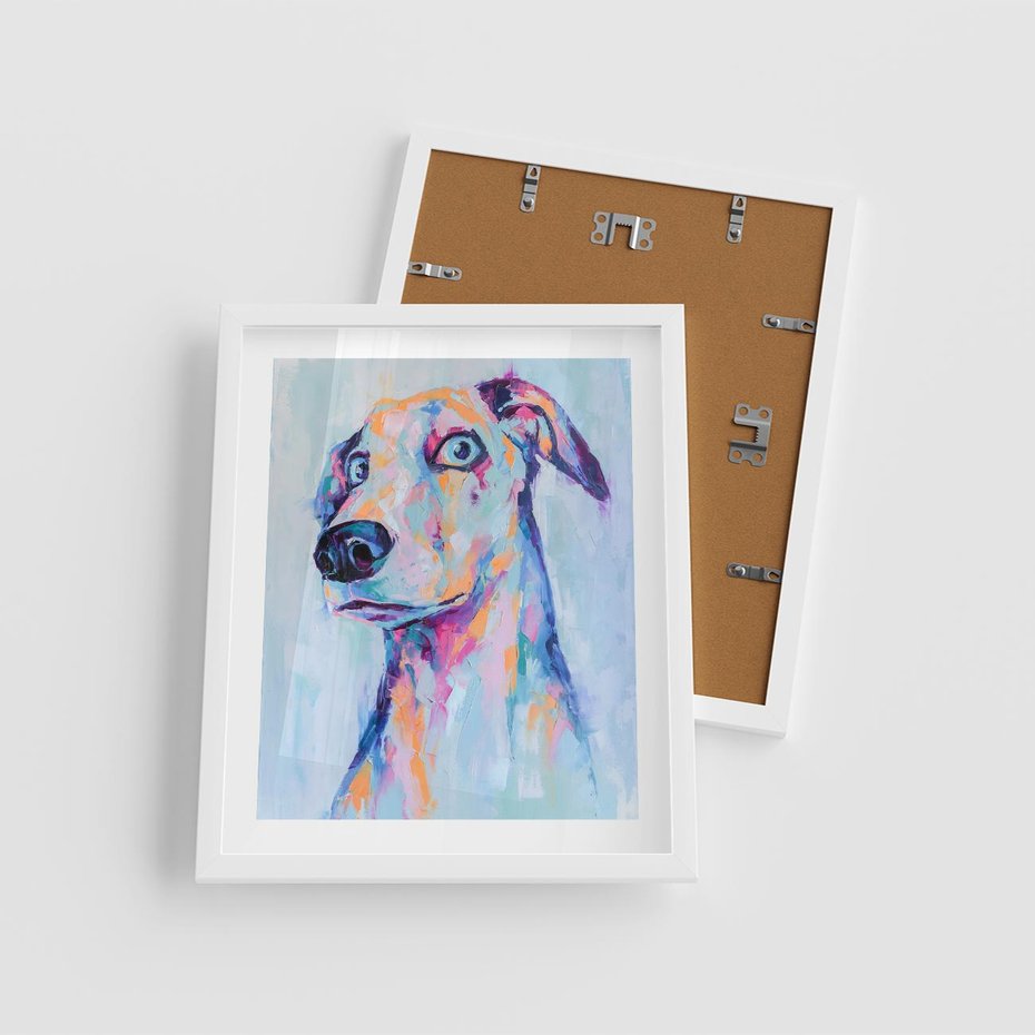 Plakat w ramie 40x50 - Cześć! Jak się Masz? - obraz olejny, zabawna sztuka - rama biała