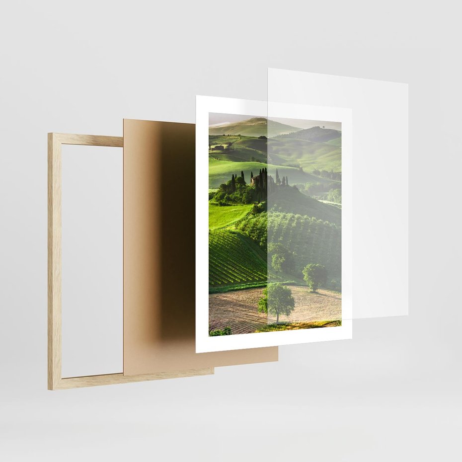 Plakat w ramie 40x50 - Pejzaż Widoczek - widoczek, pejzaż - rama drewno