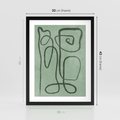 Plakat w ramie 30x40 - Zielone Wariacje w Liniach - abstrakcyjne zielone linie, skandynawski design - rama czarna