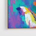 Obraz w ramie 80x80 - Olejne Wibrujące Emocje - abstrakcyjny obraz, różne kolorowe maźnięcia pędzla - rama drewno