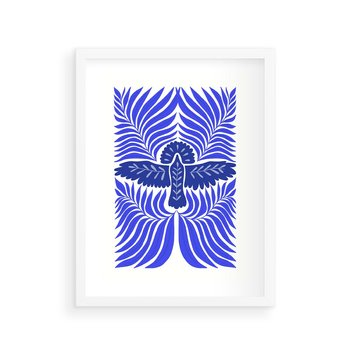 Plakat w ramie 40x50 - Etniczne Rekwizyty - etniczne roślinne wzory, granat - rama biała