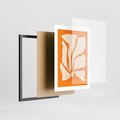 Plakat w ramie 30x40 - Wibracje Barw - abstrakcyjny boho plakat, pomarańczowe tło - rama czarna