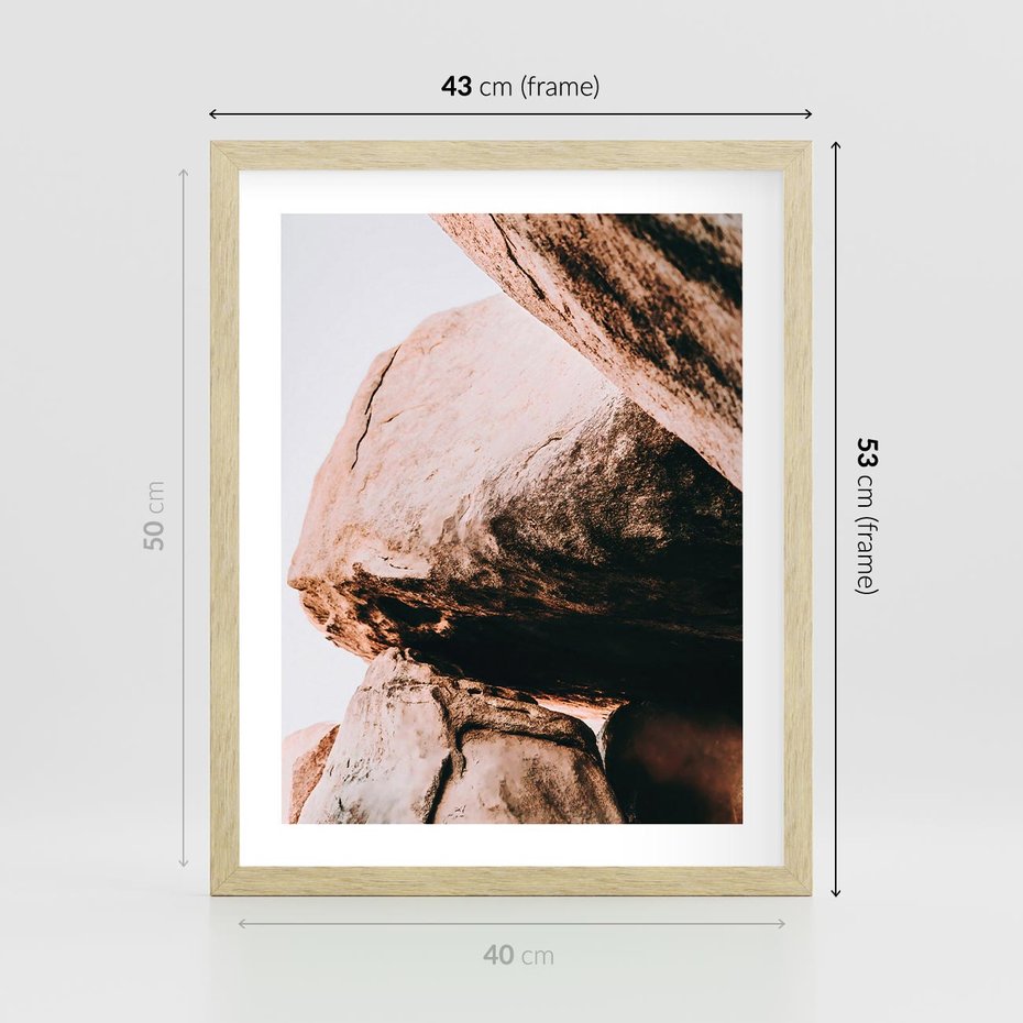 Plakat w ramie 40x50 - Tekstura Brązu - skały, głazy - rama drewno