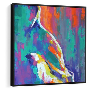 Obraz w ramie 50x50 - Olejne Wibrujące Emocje - abstrakcyjny obraz, różne kolorowe maźnięcia pędzla - rama czarna