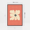 Obraz w ramie 70x100 - Malowane Kolorowe Echa - minimalistyczna grafika, biały kwiat na różowym tle - rama czarna