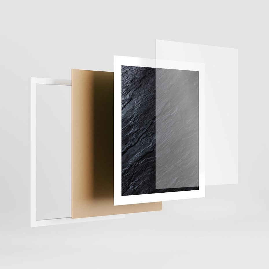 Plakat w ramie 40x50 - Kamienne tekstury w trójwymiarze - kamień, tekstura - rama biała