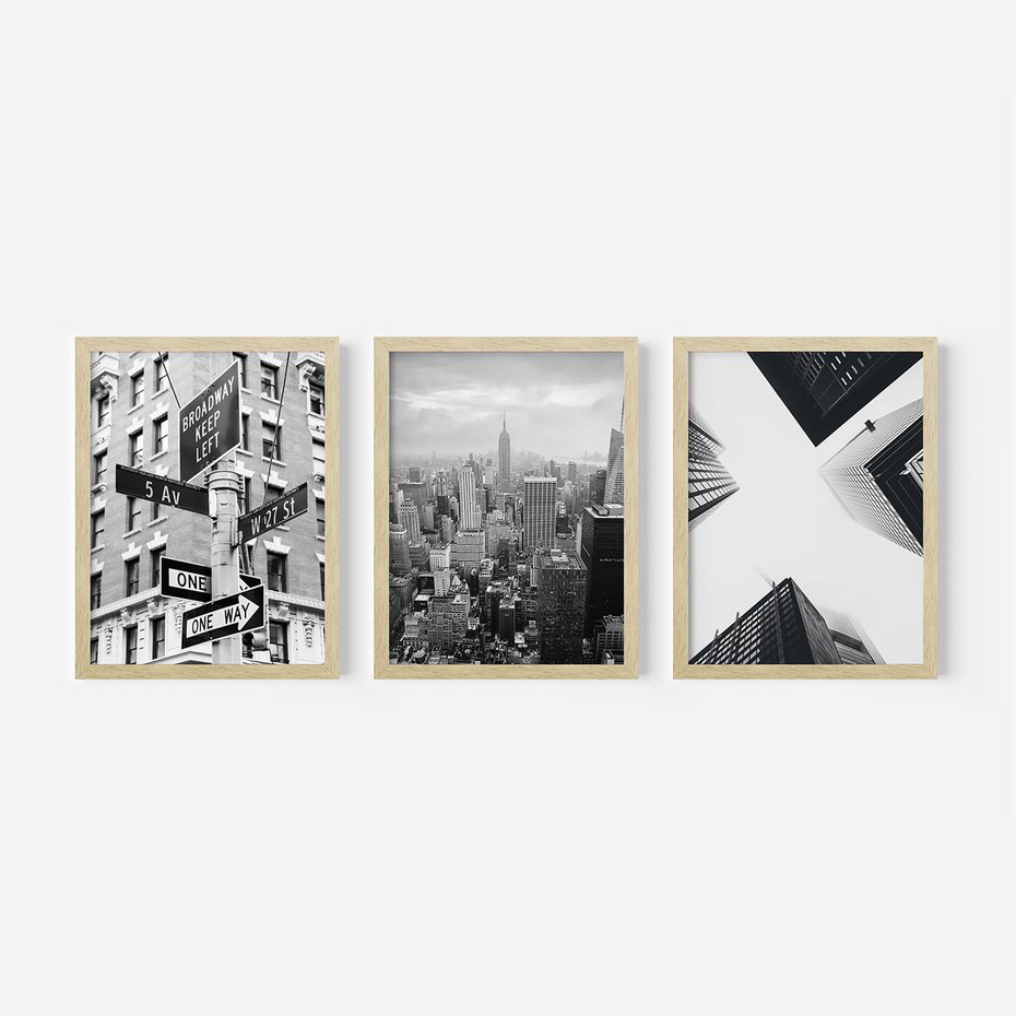 Zestaw obrazy w ramie 30x40 galeria - Nowy, Jork, miasto, nowoczesny - rama drewno