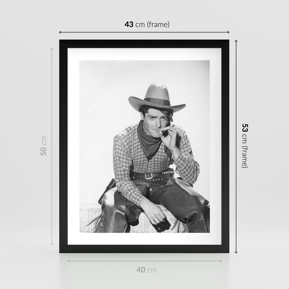 Plakat w ramie 40x50 - Dziki Zachód - retro zdjęcie, czarno białe - rama czarna