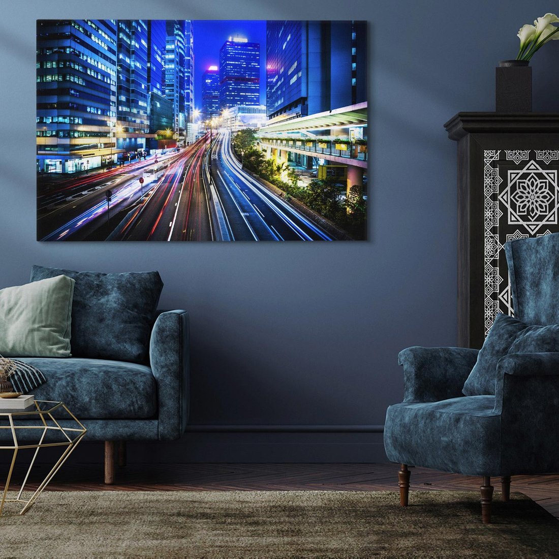 Obraz na płótnie 100x70 - Nocne Światła Miasta - noc, miasto