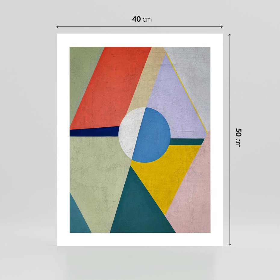 Plakat bez ramy 40x50 - Taniec Subtelnych Odbić - abstrakcyjne geometryczne kształty, olejny obraz