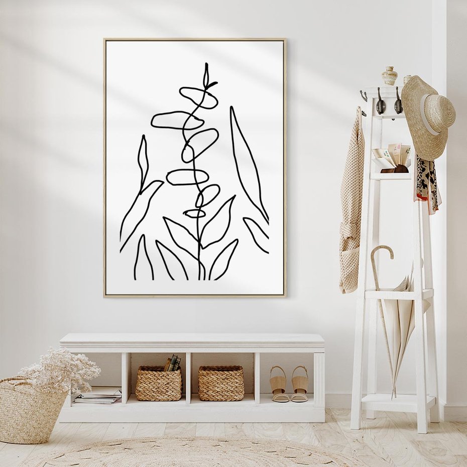 Obraz w ramie 50x70 - Konturem Naznaczone - mroczna sztuka, minimalizm - rama drewno