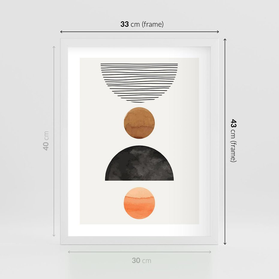 Plakat w ramie 30x40 - Geometryczna Przygoda - nowoczesna grafika, geometria - rama biała