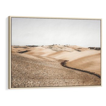 Obraz w ramie 100x70 - Refleksyjny taniec myśli - pustynny krajobraz, odcienie sepii - rama drewno