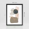 Plakat w ramie 30x40 - Taniec Plam - abstrakcyjna kompozycja z kropek kresek i kółek, odcienie brązu i beżu - rama czarna