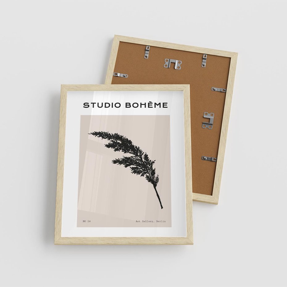 Plakat w ramie 40x50 - Boho Refrakcje Przestrzeni - boho plakat, roślina - rama drewno