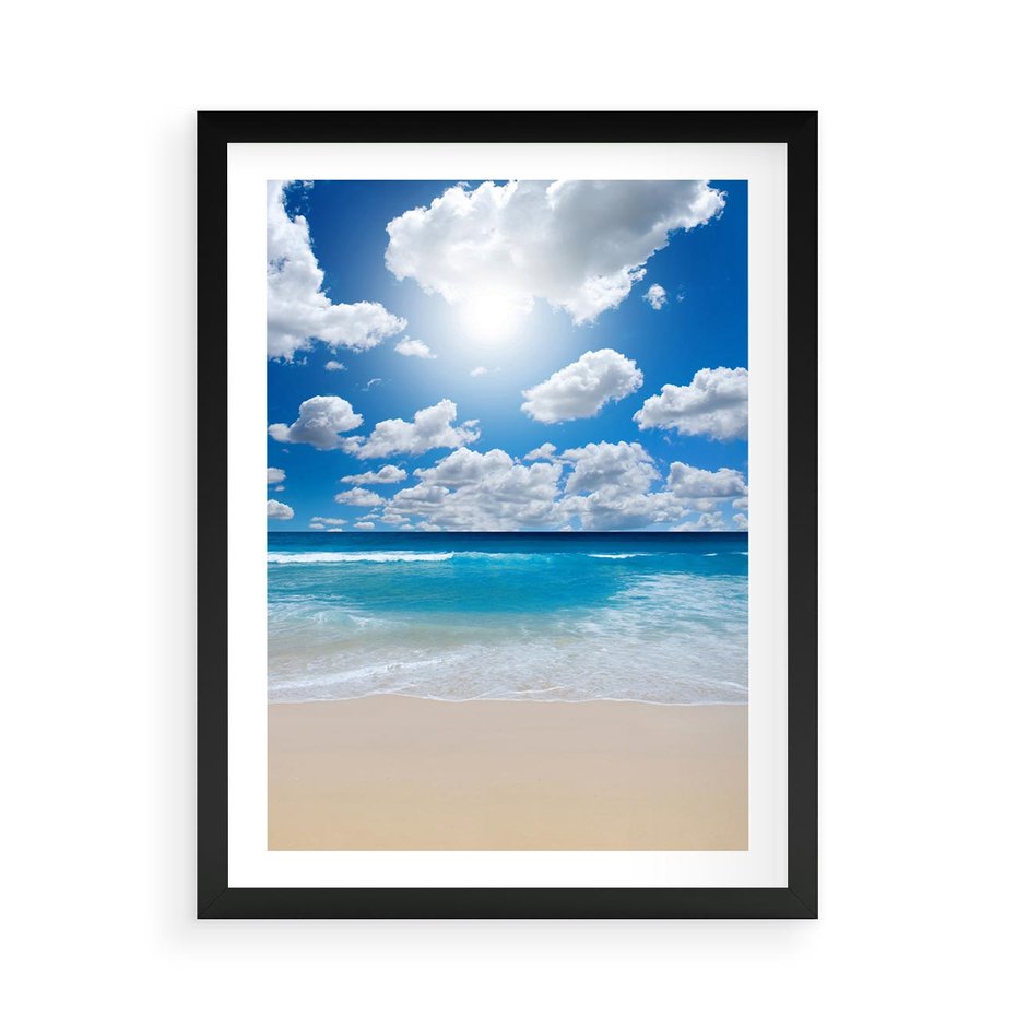Plakat w ramie 50x70 - Wakacyjna plaża - plaża, wakacje - rama czarna
