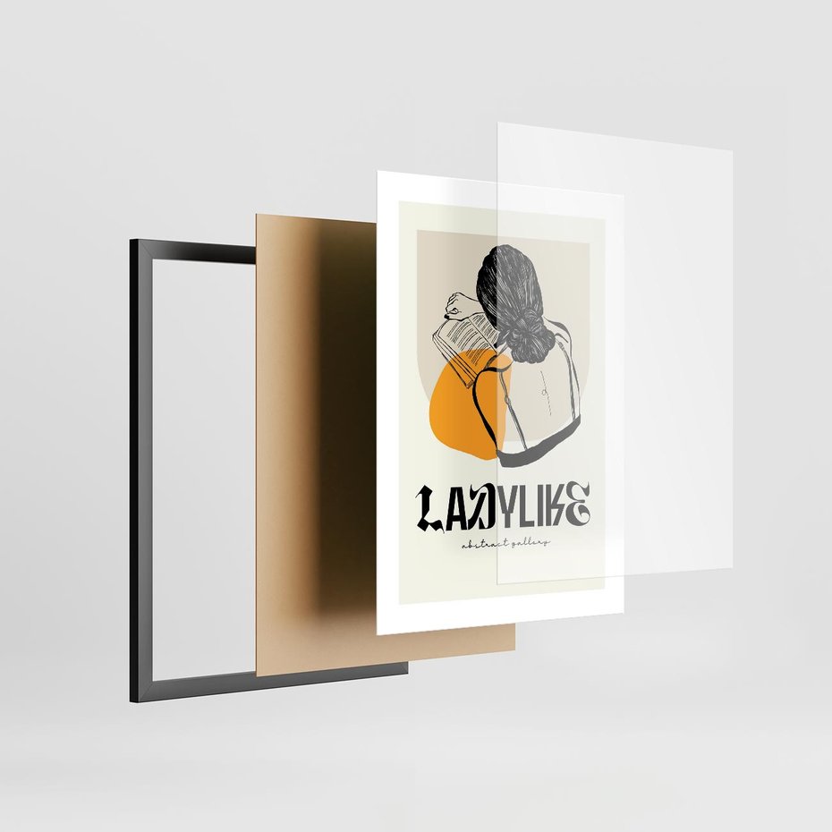 Plakat w ramie 30x40 - Kobiecość w Literach - grafika, nowoczesność - rama czarna