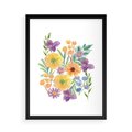 Plakat w ramie 50x70 - Kwiatowe Wibracje - akwarelowe polne kwiaty, minimalistyczny plakat - rama czarna