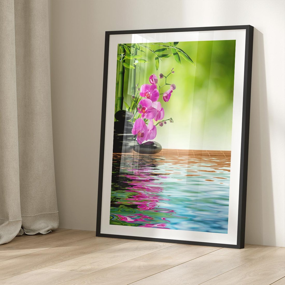 Plakat w ramie 40x50 - Oaza Storczyka i Wody - spa, storczyk - rama czarna