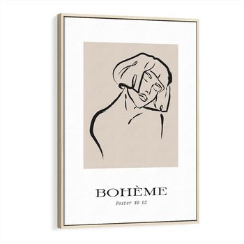 Obraz w ramie 80x120 - Echa Nieznanych Konturów - boho plakat, typografia - rama drewno