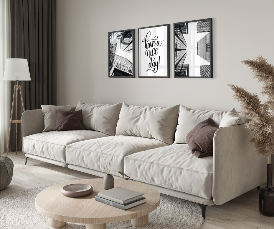 Zestaw obrazy w ramie 50x70 galeria - Nowoczesny, minimalizm, cytat, typografia - rama czarna