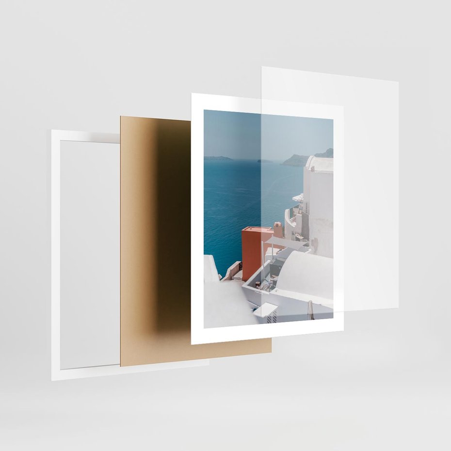 Plakat w ramie 40x50 - Magiczna Wyspa na Twojej Ścianie - Santorini, wyspa - rama biała