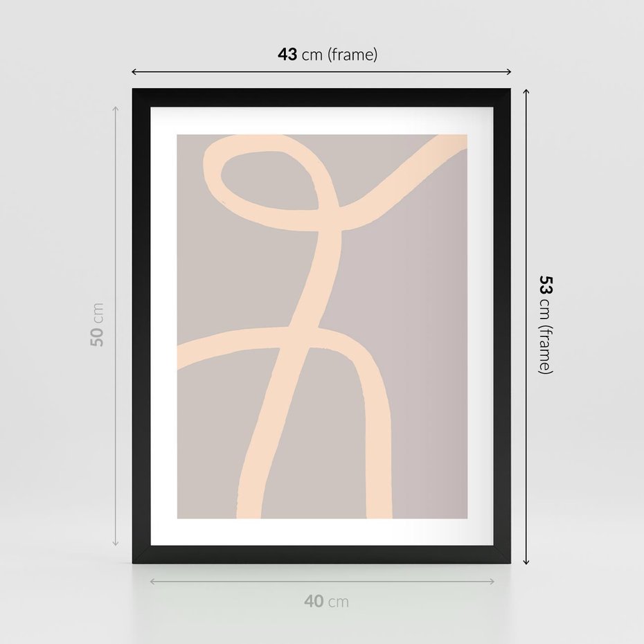 Plakat w ramie 40x50 - Beżowe Boho Zaplątanie - minimalistyczny obraz, nowoczesny - rama czarna