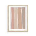 Plakat w ramie 30x40 - Tęczowa Zgaszona Aura - abstakcyjne tęczowe pasy, delikatne odcienie beżu - rama drewno