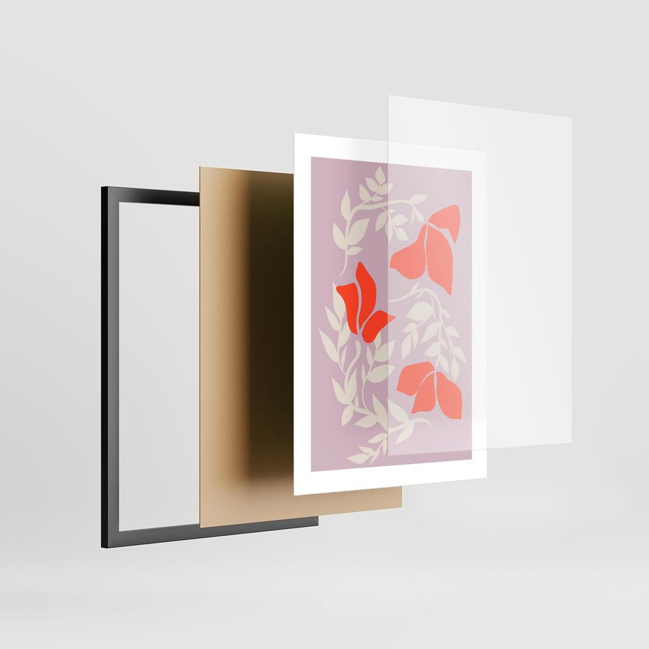 Plakat w ramie 30x40 - Kwiatowa Kreatywność - nowoczesny plakat, roślinne motywy - rama czarna