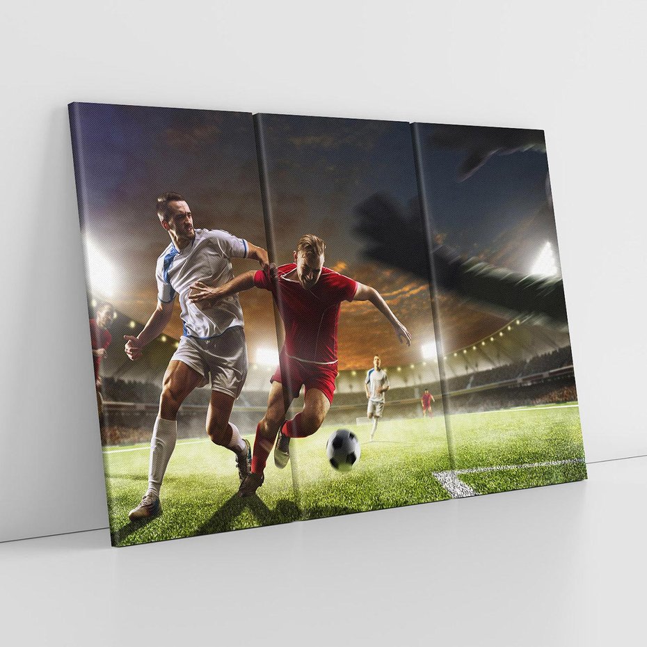 Obraz na płótnie 120x80 - Piłkarska pasja - piłkarz, stadion