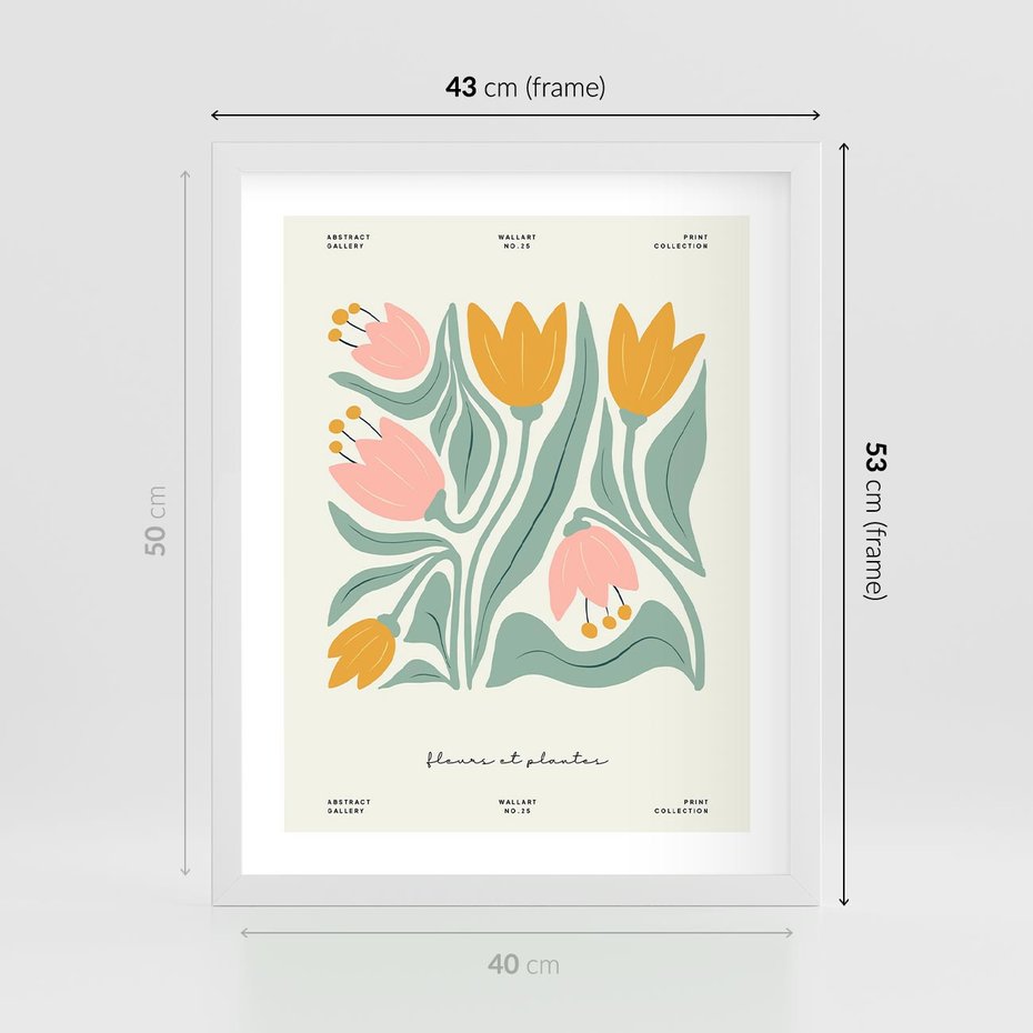 Plakat w ramie 40x50 - Tajemnicza Aura - kwiaty, nowoczesna abstrakcja - rama biała