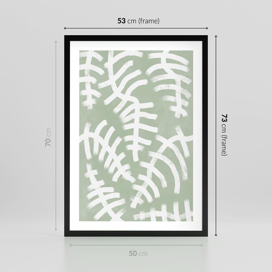 Plakat w ramie 50x70 - Oaza Zieleni - zielona abstrakcja, zgaszona zieleń - rama czarna