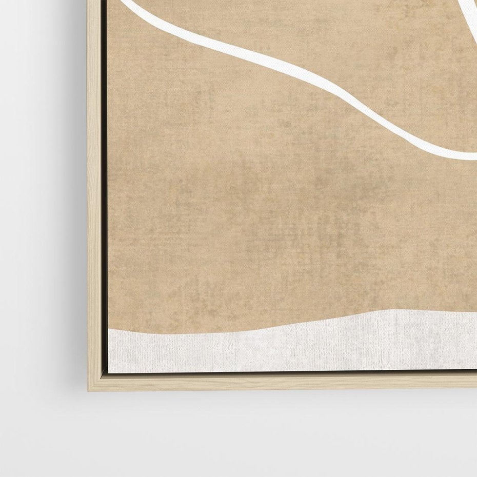 Obraz w ramie 50x50 - Beżowa Harmonia - abstrakcyjne, nieregularne plamy - rama drewno